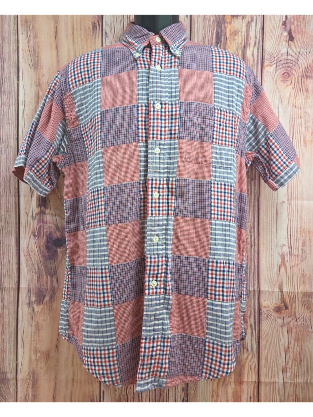 Brooks Brothers 346 Patchwork Pink Plaid Shirt Size Medium
